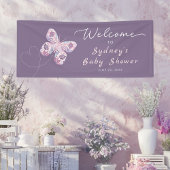 Paarse Vlinder Gepersonaliseerd Baby shower Welkom Spandoek