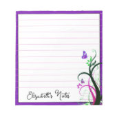 Paarse vlinder gepersonaliseerd notitieblok (Voorkant)