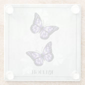 Paarse vlinder - gepersonaliseerd Onderzetter van  Glazen Onderzetter (Achterkant)