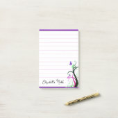 Paarse vlinder gepersonaliseerd post-it® notes (Op bureau)
