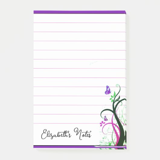 Paarse vlinder gepersonaliseerd post-it® notes (Voorkant)