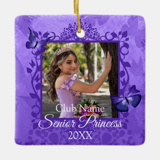 Paarse vlinder gepersonaliseerde Ornament Girl's C (Voorkant)