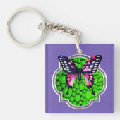 Paarse vlinder, groene Stippen, astrologie Sleutelhanger (voorkant)