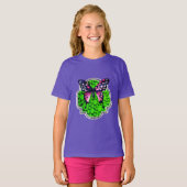 Paarse vlinder, groene Stippen, astrologie T-shirt (Voorkant volledig)