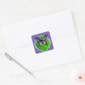 Paarse vlinder, groene Stippen, astrologie Vierkante Sticker (Envelop)