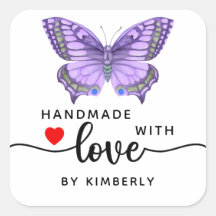 Paarse vlinder handgemaakt met Love White