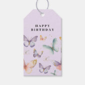 Paarse vlinder Happy Birthday Cadeaulabel (Voorkant)