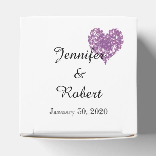 Paarse vlinder hart bruiloft gunst doos bedankdoosjes (Bovenkant)