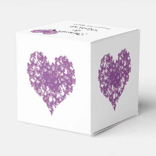 Paarse vlinder hart bruiloft gunst doos bedankdoosjes (Achterkant)