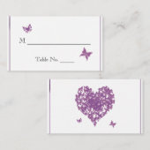 Paarse vlinder hart bruiloft plaats kaarten plaatskaartje (Voorkant / Achterkant)