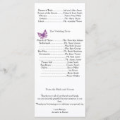 Paarse vlinder hart bruiloft programma programmakaart (Achterkant)