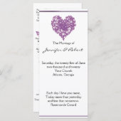 Paarse vlinder hart bruiloft programma programmakaart (Voorkant / Achterkant)