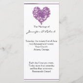 Paarse vlinder hart bruiloft programma programmakaart (Voorkant)