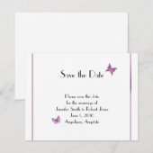 Paarse Vlinder Hart Bruiloft Save the Date (Voorkant / Achterkant)