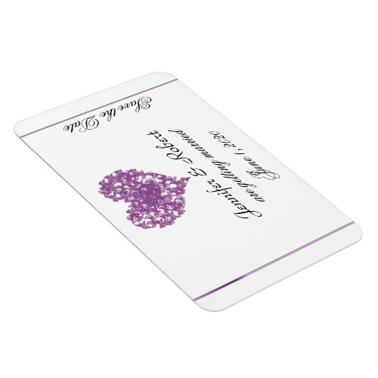Paarse Vlinder Hart Bruiloft Save the Date Magneet (Rechterzijde)