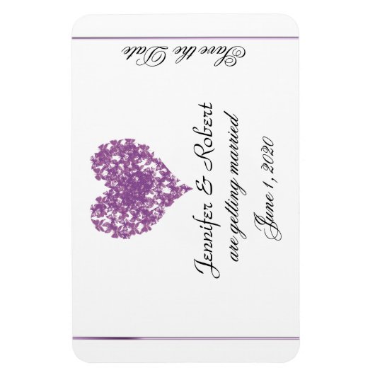 Paarse Vlinder Hart Bruiloft Save the Date Magneet (Verticaal)