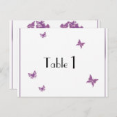Paarse Vlinder Hart Bruiloft Tafelnummer (Voorkant / Achterkant)