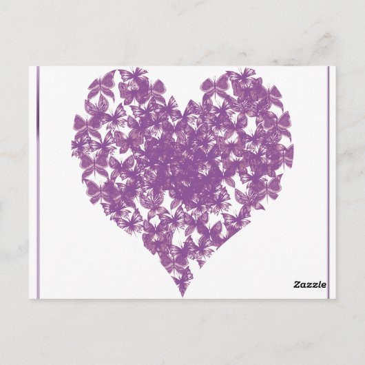 Paarse Vlinder Hart Bruiloft Tafelnummer (Achterkant)