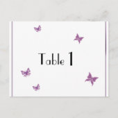 Paarse Vlinder Hart Bruiloft Tafelnummer (Voorkant)
