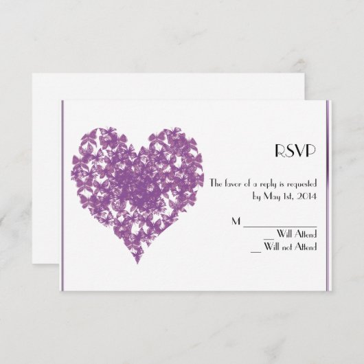 Paarse vlinder hart reactie Kaart (Voorkant / Achterkant)