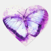 Paarse vlinder hart sticker (Voorkant)