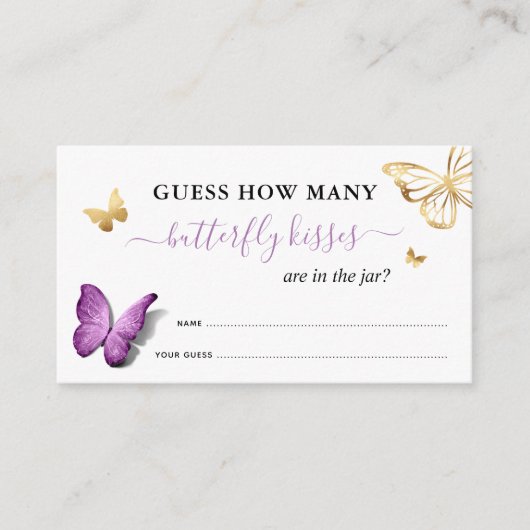 Paarse Vlinder Hoeveel Kusjes Bruids Game Informatiekaartje (Voorkant)