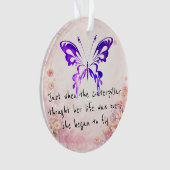 Paarse Vlinder Inspirerende Citaat Ornament (voorkant)