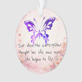 Paarse Vlinder Inspirerende Citaat Ornament (voorkant)