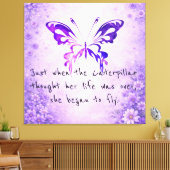 Paarse Vlinder Inspirerende Spreuk Ingepakt Canvas Afdruk (Insitu (Woonkamer))