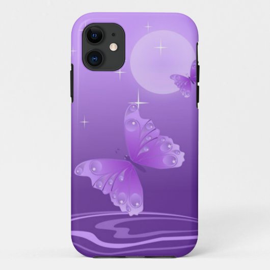 Paarse Vlinder iPhone 5 Hoesje (Achterkant)