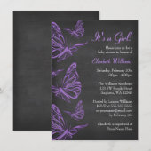  Paarse vlinder krijtbord Baby shower Kaart (Voorkant / Achterkant)