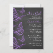  Paarse vlinder krijtbord Baby shower Kaart (Voorkant)