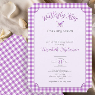 Paarse Vlinder Kusjes Baby Wensen Baby Shower Kaart