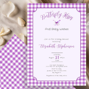 Paarse Vlinder Kusjes Baby Wensen Baby Shower Kaart