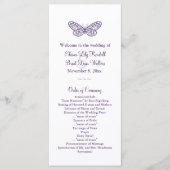 Paarse vlinder kussen huwelijksprogramma programmakaart (Voorkant)