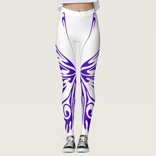 Paarse vlinder leggings (Voorkant)