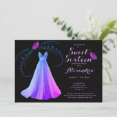 Paarse vlinder lief zestien 16 jarig kaart (Staand voorkant)