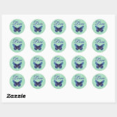 Paarse  vlinder liefde bruiloft v02 ronde sticker (Vel)