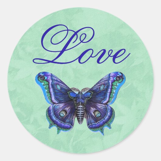 Paarse  vlinder liefde bruiloft v02 ronde sticker (Voorkant)