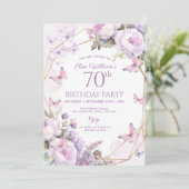 Paarse vlinder Lila tuin feest 80e, verjaardag Kaart (Staand voorkant)