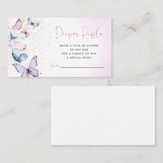 Paarse Vlinder Luier Raffle Kaart (Voorkant / Achterkant)