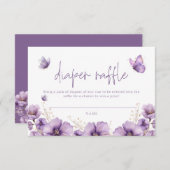 Paarse Vlinder Luier Raffle kaart Baby shower (Voorkant / Achterkant)