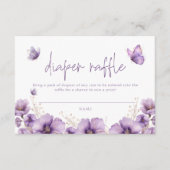 Paarse Vlinder Luier Raffle kaart Baby shower (Voorkant)