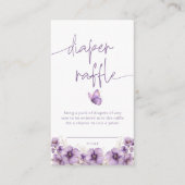 Paarse Vlinder Luier Raffle kaart Baby shower (Voorkant)