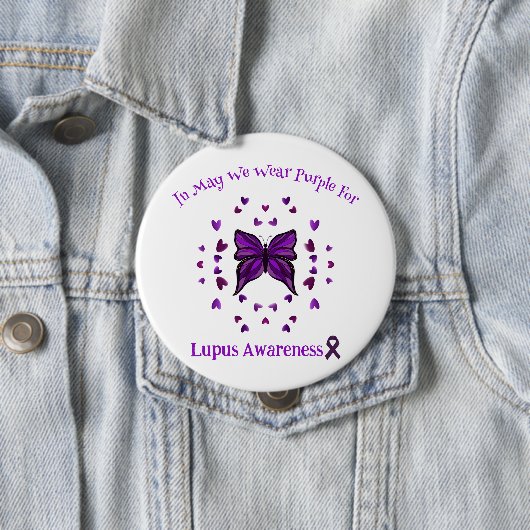 Paarse vlinder lupus bewustzijn Paarse lint mei Ronde Button 4,0 Cm (In situ)