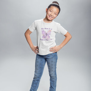 Paarse Vlinder Lupus Warrior mam T-shirt