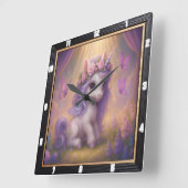 Paarse vlinder magische eenhoorn vierkante klok (Hoek)