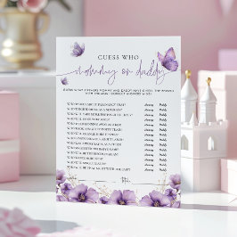 Paarse Vlinder Mama of Daddy Baby Game Kaart