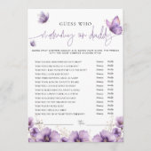 Paarse Vlinder Mama of Daddy Baby Game Kaart (Voorkant)