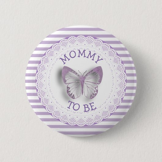 Paarse vlinder mama wordt baby shower knop ronde button 5,7 cm (Voorkant)